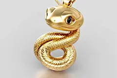 精美的黄金可爱蛇模型