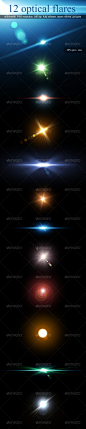 12光学耀斑——各种各样的图形12 Optical Flares - Miscellaneous Graphics蓝色、商业、干净、耀斑,未来,发光,绿色,镜头,灯,现代光学耀斑,橙色,射线,特殊效果,太阳 blue, business, clean, flares, futuristic, glow, green, lens, lights, modern, optical flares, orange, rays, special effects, sun