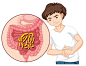 Man having stomachache with bacteria