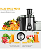 400W Electric Juicer 2-Speed + Pulse Juice Extractor with 1L Pulp Container & 600ml Juice Jar - Stainless Steel & Black SF-5522 | ishtari