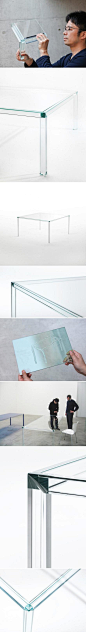 日本{设计师}吉岡徳仁（Tokujin Yoshioka）与意大利玻璃家具制造商合作推出了这款全玻璃材质的桌子Luminous，并将在几天后的米兰家具展上展出.