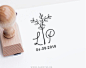 Custom wood stamp • Wedding monogram • Wedding logo • DIY wedding • Round wood stamp which a handle