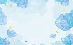 蓝色水彩花卉清新背景  - 源文件下载【酷图网】冬天插画,花卉插画,清新插画,蓝色插画,冬天手绘插画,大雪节气插画,冬天雪景插画,冬天素材,大雪素材,手绘花素材,花卉素材,大雪海报,大雪节气海报,二十四节气,大雪,大雪节气素材