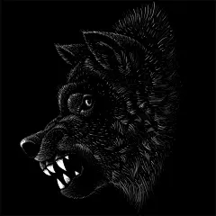 龇牙咧嘴的狼，手绘粉笔风格插画矢量图