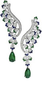 Avakian - Emeralds, blue sapphires and diamonds earrings@北坤人素材