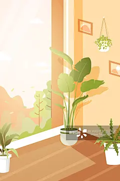 卡通春季新春初春立春植物花卉春分家居生活方式关爱老人矢量插画图片素材