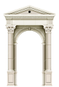 Antique white colonnade with ionic columns