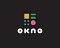 OKNO - Logo Design - Logotype, Logomark, Geometric Shapes, Square, Squares, Cricle, Dot, Round, Black & White, Bright Colors