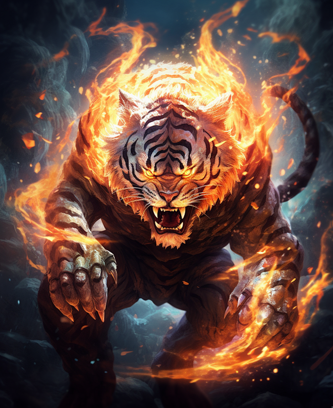 shellyhuang_an_illustration_of_a_fire_tiger_with_flames_burning ...
