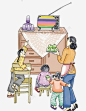 80年代一家人看电视 页面网页 平面电商 创意素材