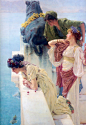阿尔玛·塔得玛爵士（Alma-Tadema，1836-1912）是英国皇家学院派画家中的世俗装饰大师，他把拉斐尔前派掀起的古典主义风潮推向前进，首先以饱含情韵的笔触描绘着梦幻般的古典世俗题材，并使得这种题材创作发展成为维多利亚时代艺术的中心。阿尔玛作品67张高清大图下载~O网页链接