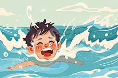 公益插画学生溺水