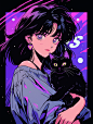 jaygardner_girl_in_a_bright_purple_shirt_with_a_black_cat_spark_c98e0e1e-e404-4da7-8307-0a39ddef7174