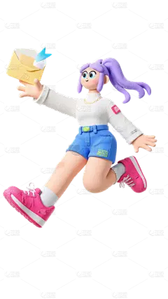 人物系列3D风肌理多巴胺活力运动人物元素