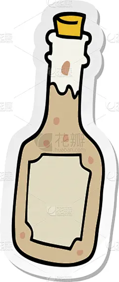 标签,卡通,啤酒瓶,可爱的,矢量,艺术品,食品,图像,乱画,绘制