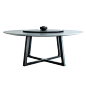 北欧大理石餐桌圆形 小户型现代简约实木餐桌椅组合6人