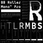 BB Roller Mono™ Pro – Typeface (2013/2017) : BB Roller Mono™ Pro visualizes the work of painters: craftsmanship, precision, professionalism and their tools. The special features of the font emphasize the work process: accuracy (individual modularity), ali