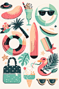夏日元素插画贴纸