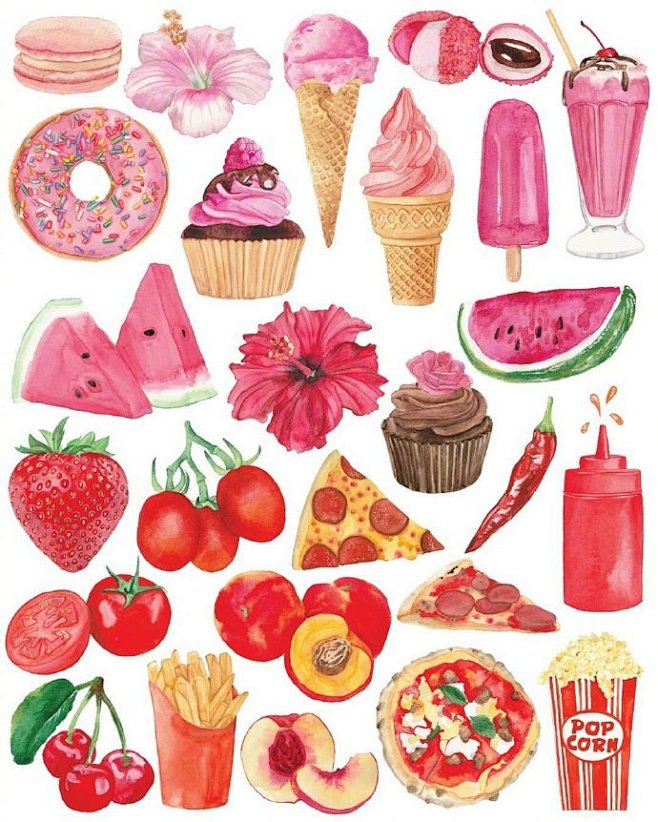 水彩手帐美食素材 插画师｜Sara ​​...