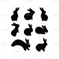 复活节,动物,兔子,季节,图标集,矢量,野兔,小兔子,标签,明信片