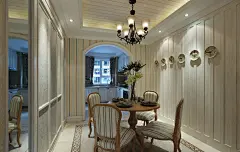 田园餐厅圆餐桌装修效果图片#餐厅壁纸#