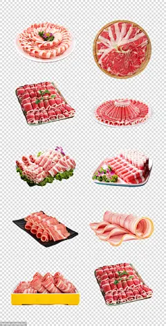 源文件-羊肉卷 肉类 主食 蔬菜 拼盘 插画 PNG免扣设计素材