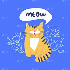 自然,对话气泡框,可爱的,背景分离,动物,尾巴,猫的叫声,绘画插图,卡通,乐趣