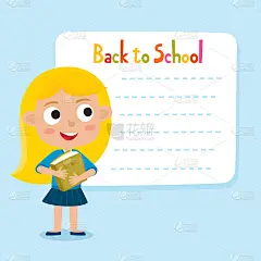 可爱的金发小女孩带着一张空白海报。