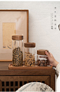 班意日式咖啡豆密封罐玻璃瓶储物罐相思木带盖五谷杂粮茶叶收纳罐-tmall.com天猫