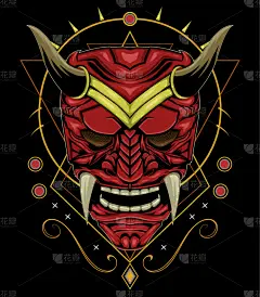 魔鬼,人的脸部,恶魔,绘画插图,人的头部,矢量,面具,红色,歌舞伎