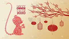 美丽的2020年新年壁纸。鼠年