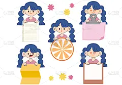 边框,女孩,式样,材料,对话气泡框,可爱的,华丽的,贺卡,信函,简单