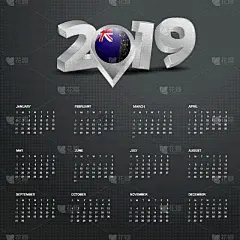 2019,模板,日历,字体,银色,南,白昼,商务,设计