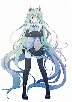 动漫人物手绘，初音未来，二次元少女美图壁纸