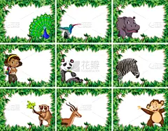 人,动物,自然,巨大的,边框,猴子,男孩,斑马,图像,布置