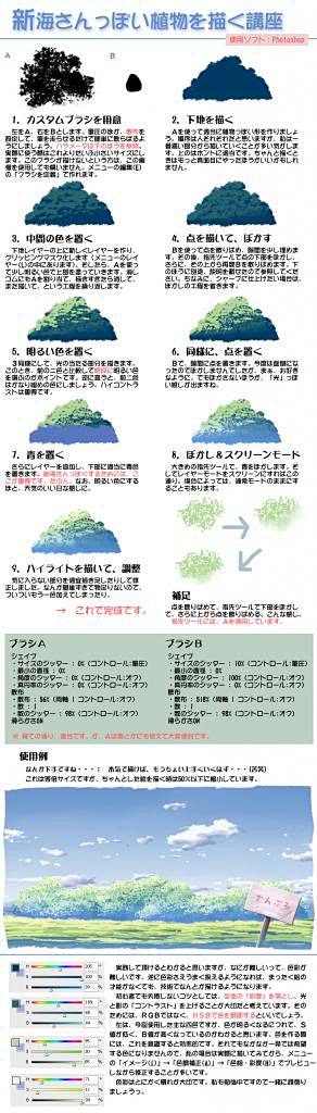 【资料】新海诚-树的画法 - 教程素材