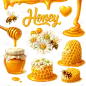美食系列插画风蜂蜜元素组合（td)
