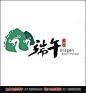 水墨双峰粽子龙头舟中国端午logo,粽子，山，龙头