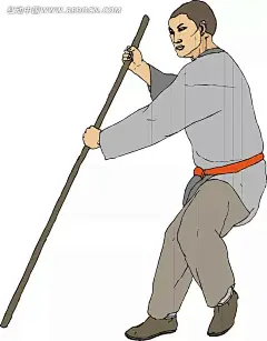 手绘练习棍法的男人插画|卡通画|男人|生活百科|矢量素材|手绘|武术|男人男人插画图片|男人图片成熟男人|帅气男人男模特男人|男人交叉男人