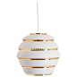 Authentic Pendant Light A331 "Beehive" in White with Brass, Alvar Aalto & Artek For Sale