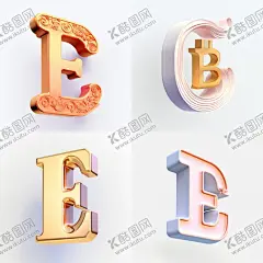 AI生成C4D字母E 【酷图网】C4D,字母,E,立体字母,AI生成,图片字母