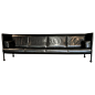 Ettore Sottsass Postmodern Iron and Black Leather Danube Sofa for Cassina, 1992 For Sale