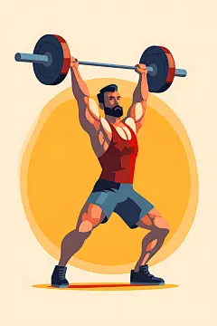 运动生活健美扁平风插画