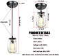 Classic Mason Jar Light Fixture, Clear Glass Hanging Lamp Adjustable Farmhouse Mason Jar Pendant Lights - - Amazon.com