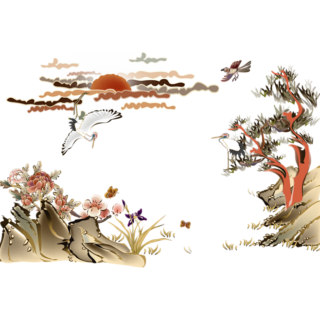 中国古风水墨山水免扣PNG透明图片 插画后期美化PS设计素材 (426)