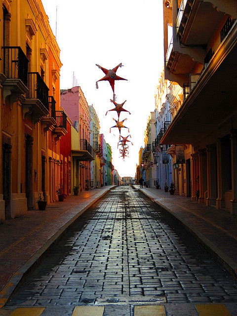 [彩色的街道] 彩色的街道坎佩切、墨西哥