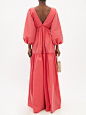 Bernadette Marlow puff-sleeve taffeta gown