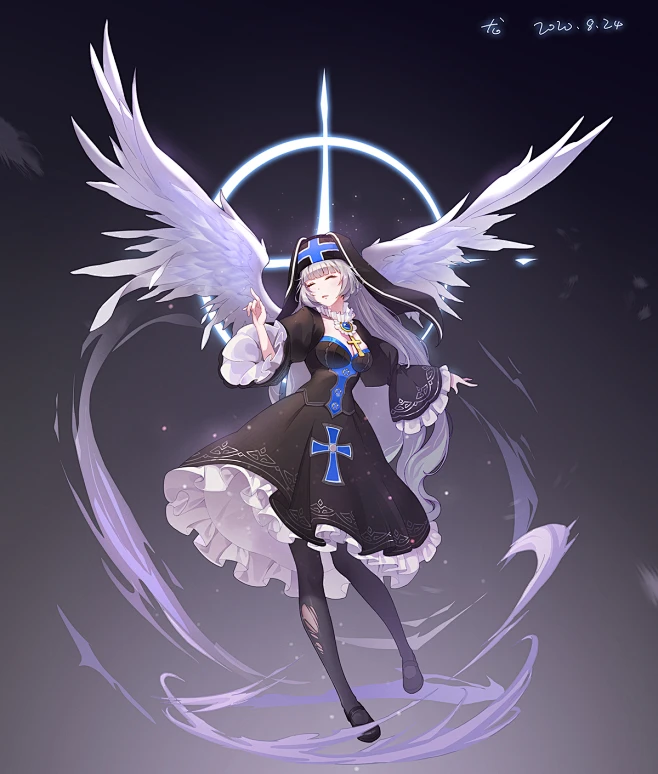失落天使/二次元女角色插画-花瓣网