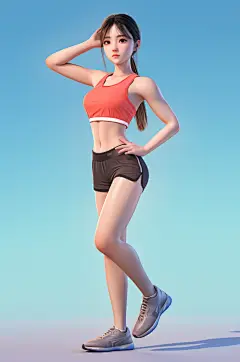 AI数字艺术CG风健身运动人物插画-众图网