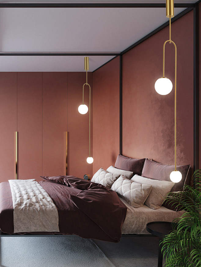 现代北欧轻奢床头吊灯 创意个性卧室装饰灯...